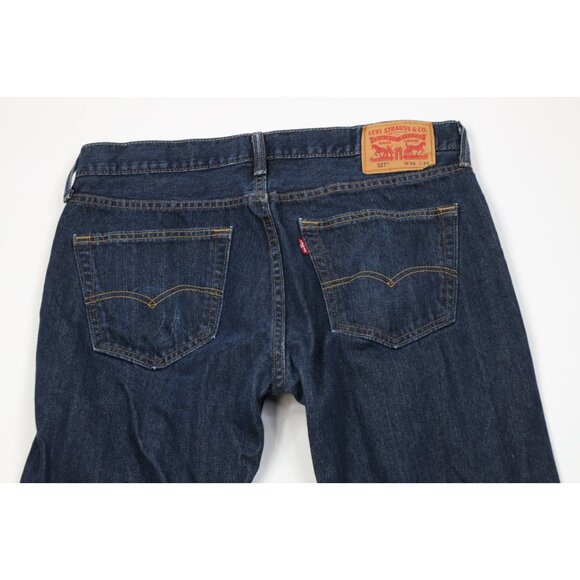 Vintage Y2K Levis 527 Mens 34x34 Faded Slim Boot Cut Flared Denim Jeans Blue - Picture 11 of 14